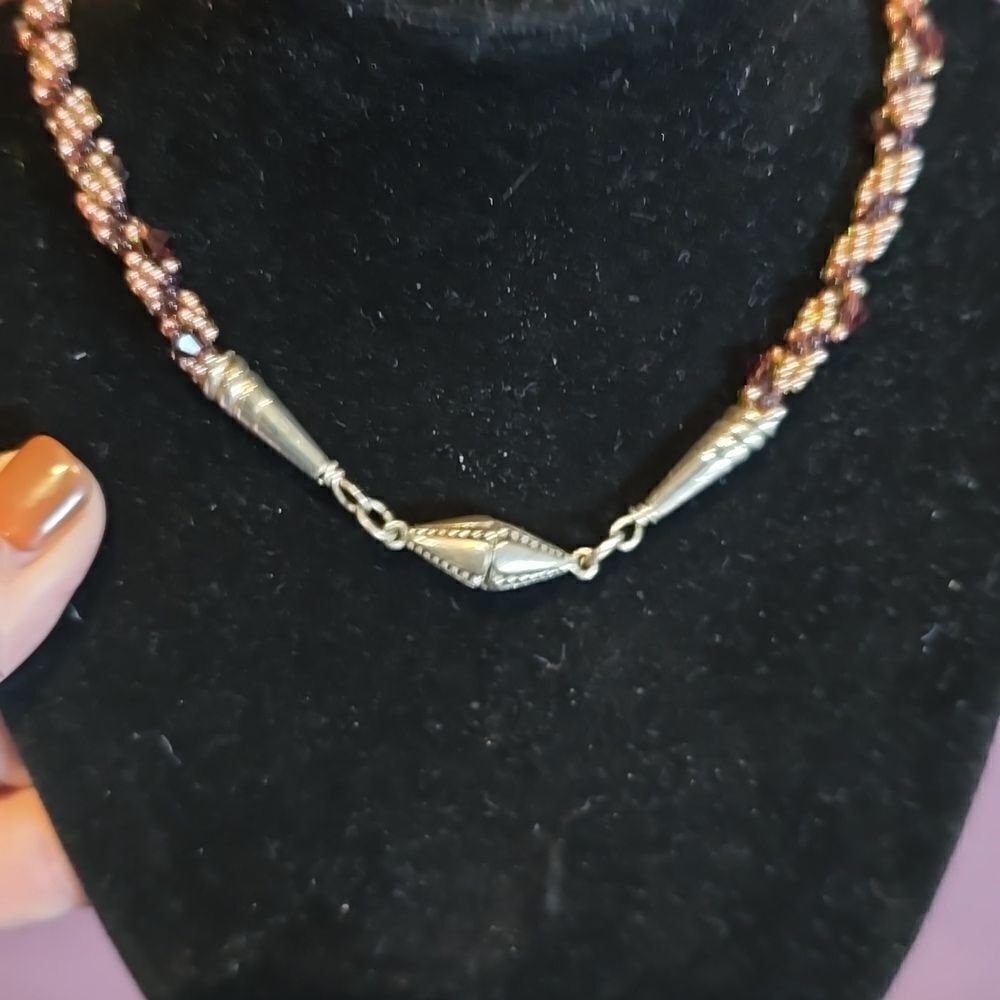 Beaded Handmade Necklace, Sterling Silver Magnetic Clasp! NWOT! - Picture 5 of 8